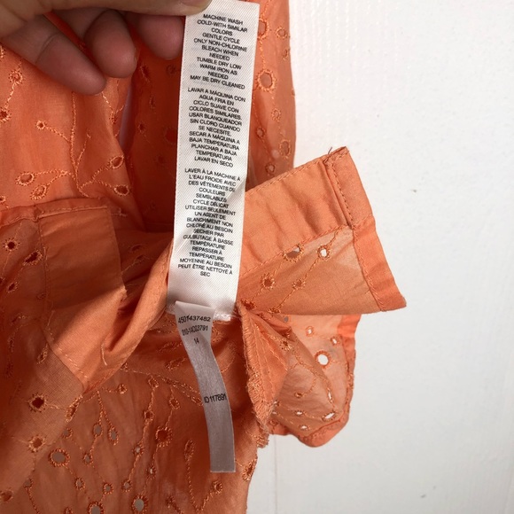 CHICO’S You EYELET BUTTON DOWN SHIRT 3/4 SLEEVE O - Picture 6 of 8